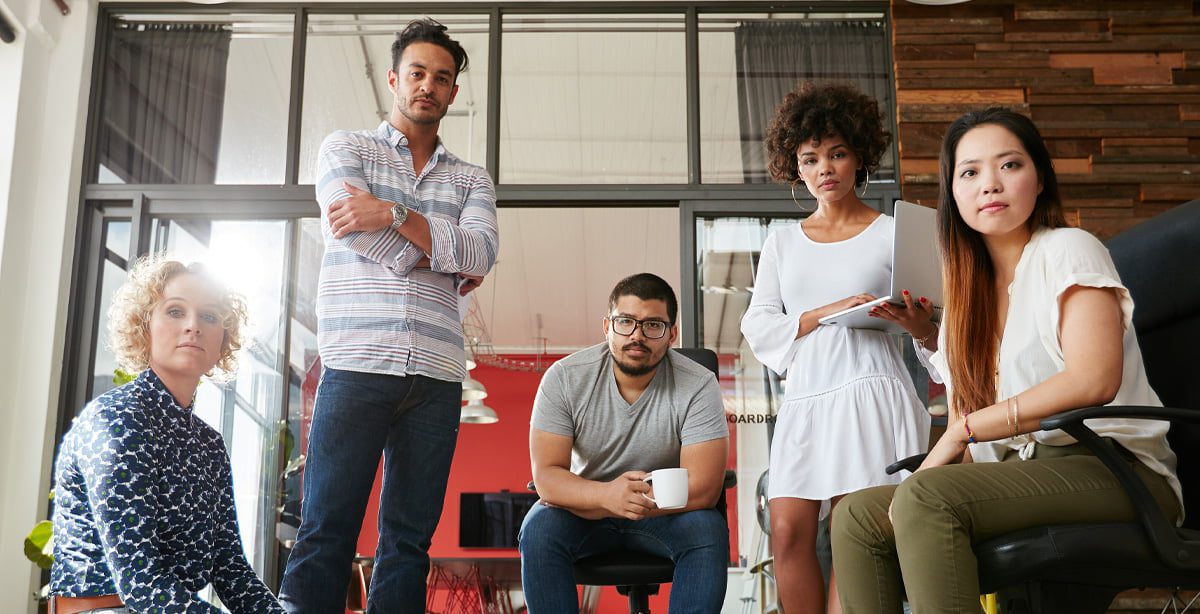 Team of young in a meeting